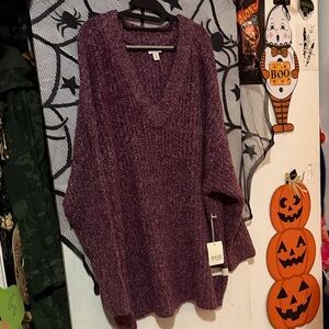 Ana Plum V-Neck Sweater